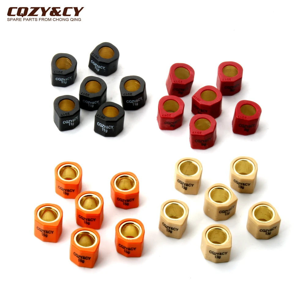 6PC zestaw rolek wyścigowych waga 20x17mm 9g 11g 13g 15g dla skutera Daelim Otello SG125 F1 S2 S3 NS125