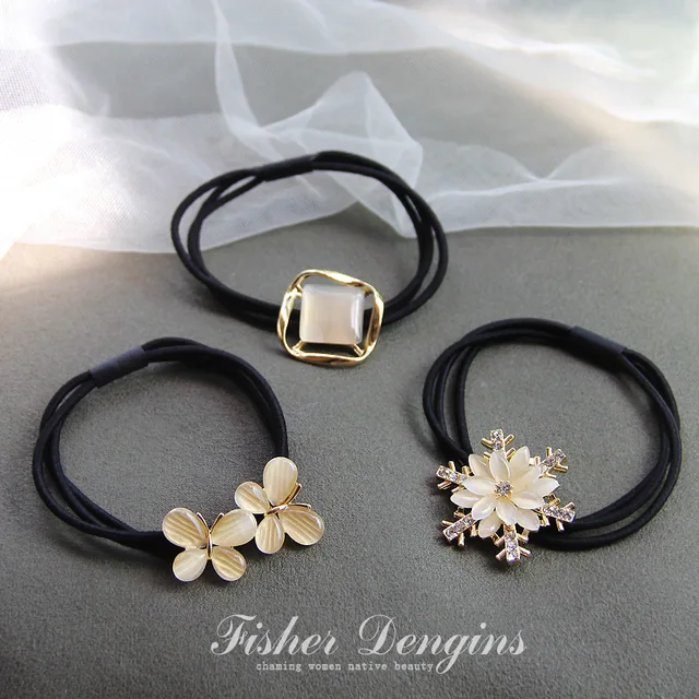 Nowy Opal Metal elegancki Scrunchies kobiety dziewczęta elastyczne gumki do włosów akcesoria do związywania włosów pierścień z liny uchwyt nakrycia głowy nakrycia głowy
