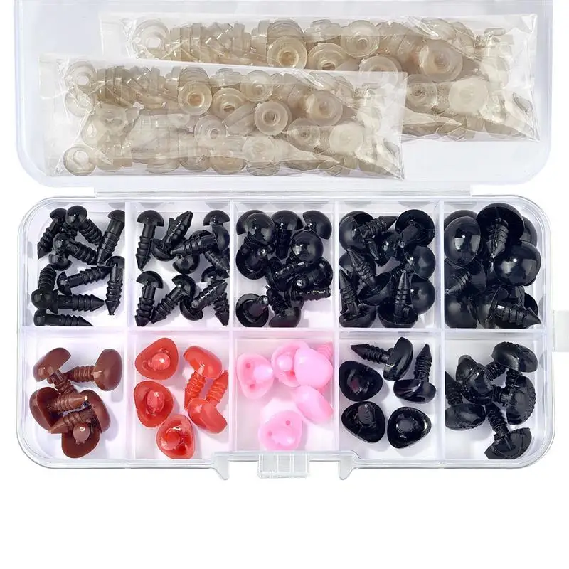 75/135Pcs ความปลอดภัยจมูกตาสามเหลี่ยมตาพลาสติกสำหรับตุ๊กตาของเล่นตุ๊กตาถักตุ๊กตาหมีจมูกตา Amigurumi ทำอุปกรณ์เสริม