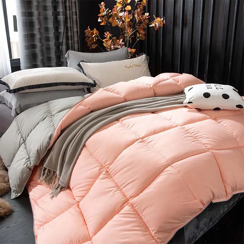 

95% White Goose Down Quilted Comforter Solid color Thicken Winter Quilt King Queen Twin Full Size for Home hotel High-end Duvets