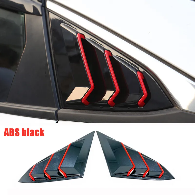 

For Honda Civic 10th Gen 4dr Sedan-Rear Window Triangle Shutters trim Cover-ABS Black 2016 To 2019 Car exterior Accessories 2pcs