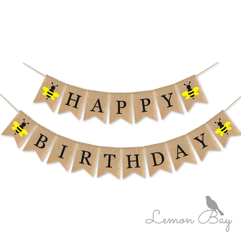 Birthday Party Decoration Happy Birthday Banner Bunting Decoration Burlap Bunting Dovetail Logo Party Supplies