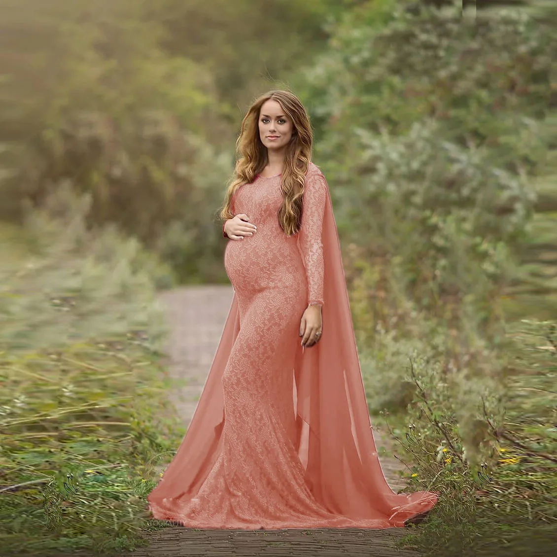 

Sexy Maternity Photography Prop Maternity Dresses For Photo Shoot Lace Maxi Gown Clothes 2021 Off Shoulder Women Pregnancy Dress