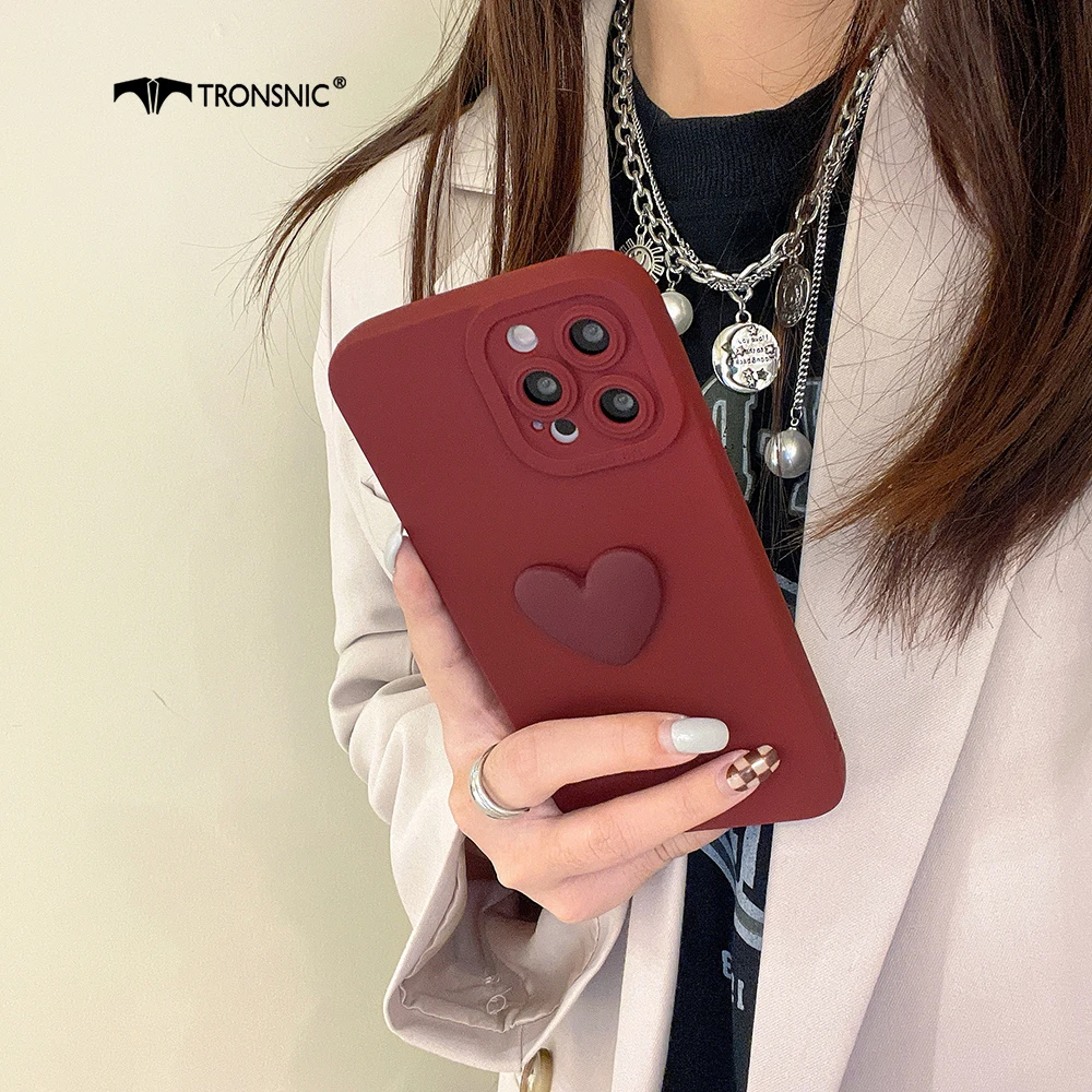 3D Love Heart Phone Case for iPhone 13 12 11 Pro Max XR Xs Soft Luxury Wine Red Cute Funny Fully Cases for iPhone 7 8 Plus Cover