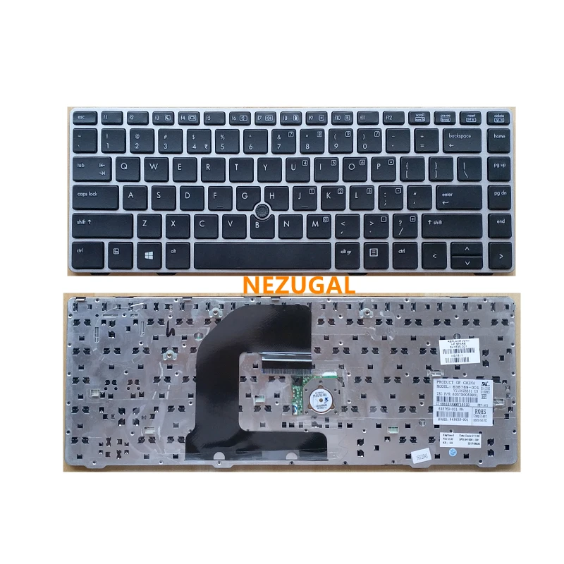 US laptop Keyboard For HP EliteBook 8470B 8470P 8460p 8460w ProBook 6460b 6470 Keyboard with silver frame