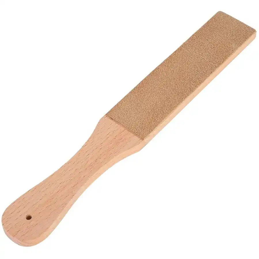 Wooden Handle Leather Sharpening Strop Polishing Board For Knives Double Sided Home Sharpening Leathercraft Work Leather Tool