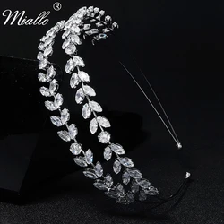 Miallo Fashion Cubic Zirconia Headbands for Women Hair Accessories Crown Wedding Bridal Hair Jewelry Party Headpiece Gift