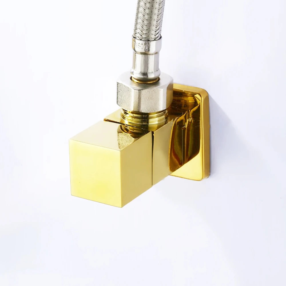Latón de titanio g1/2, cuarto de baño de latón macizo, válvula de ángulo cromado pulido, accesorios de baño negros