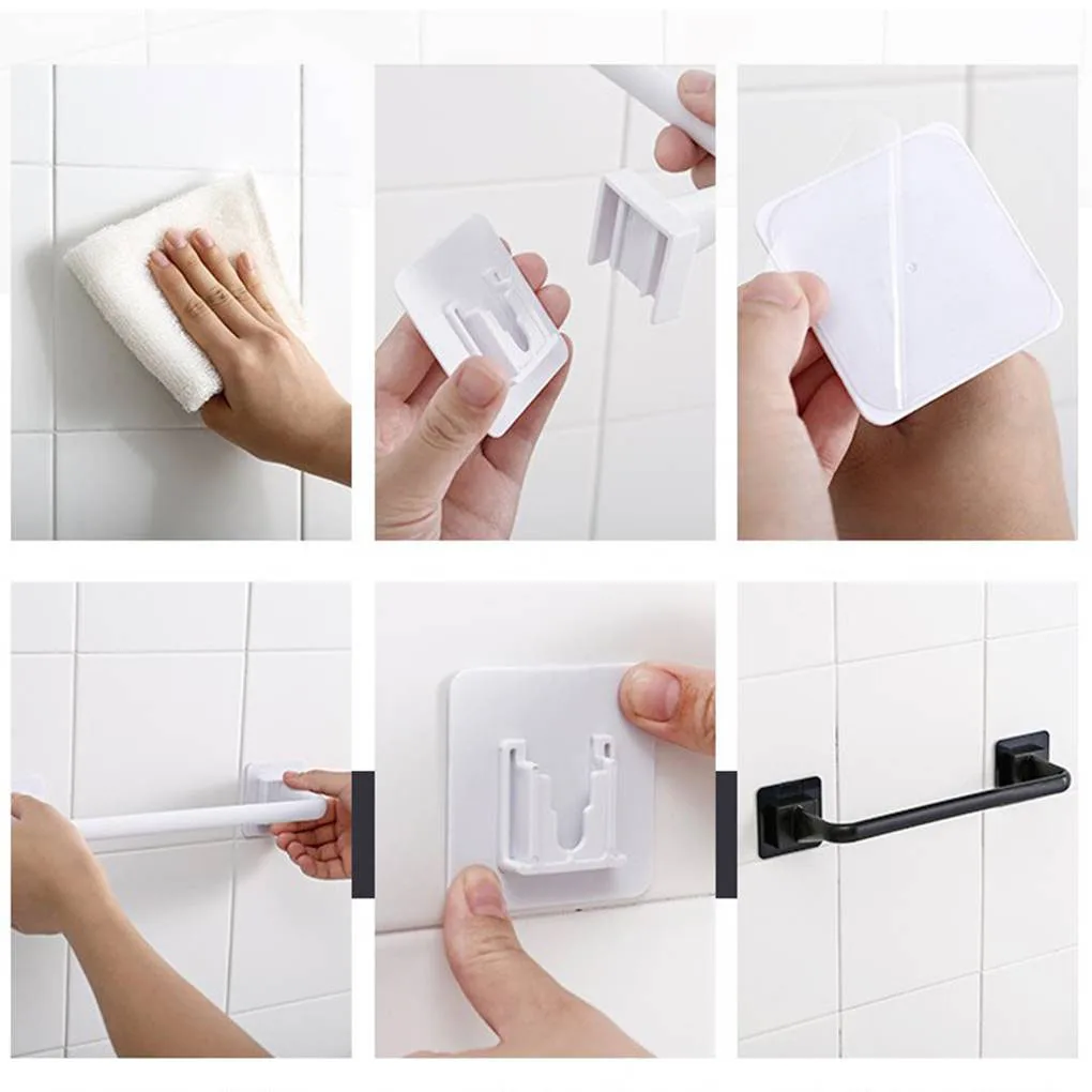 Self Adhesive Wall Mounted Bathroom Towel Bar Shelf Rack Holder Bathroom Toilet Towel Rack Kitchen Rag Rack Single Rod Storage