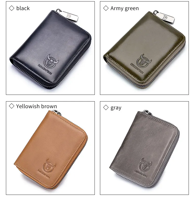 BULLCAPTAIN Echtes Leder Kreditkarten- und Ausweishalter Geldbörse Herren Mode RFID-Kartenhalter Geldbörse Visitenkartenhalter Tasche – Detail 7