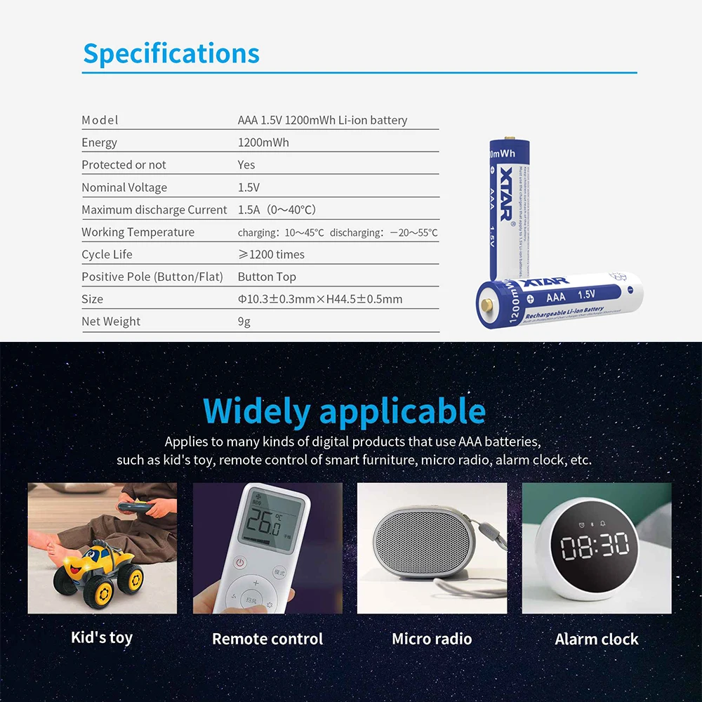 XTAR BC8 zestaw z ładowarką 1.5V AA 3300mWh baterie AAA 1200mWh akumulator litowo-jonowy