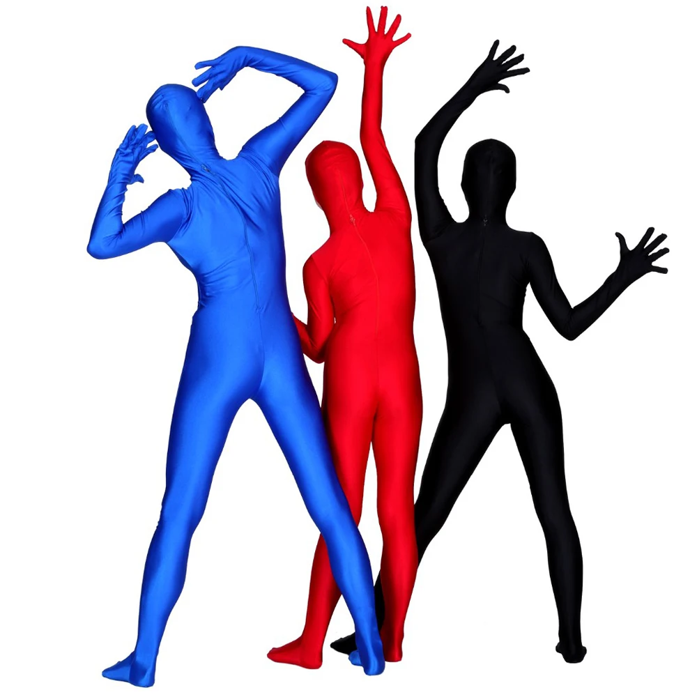 LZCMsoft Children Full Body Unitard Open Face Nylon Kids Spandex Zentai Costumes Long Sleeve Hooded Black Skin Zentai Bodysuits