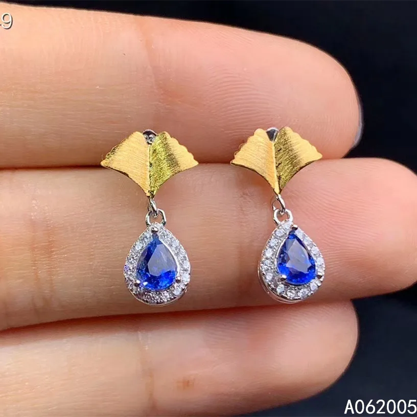 

KJJEAXCMY Fine Jewelry 925 sterling silver inlaid natural sapphire female earrings Ear studs popular support test hot selling