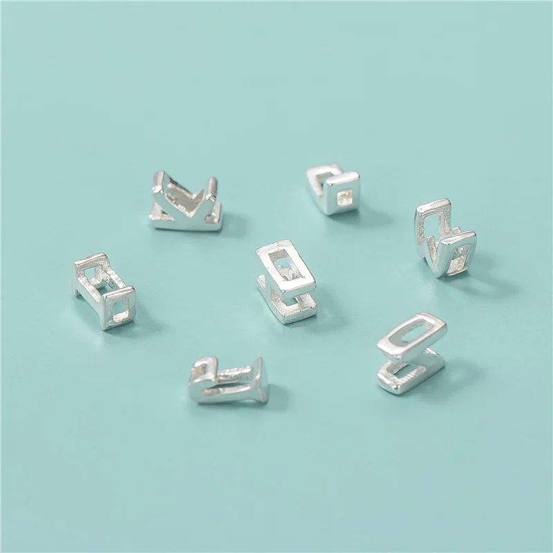 Genuine Real Pure Solid 925 Sterling Silver Beads Letter Space Bead Connector Spacers Making Findings