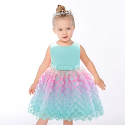 Summer Little Mermaid Infant 1st Birthday Dress For Baby Girl Clothes Sequin Dress Princess Dresses Party Infant Costume