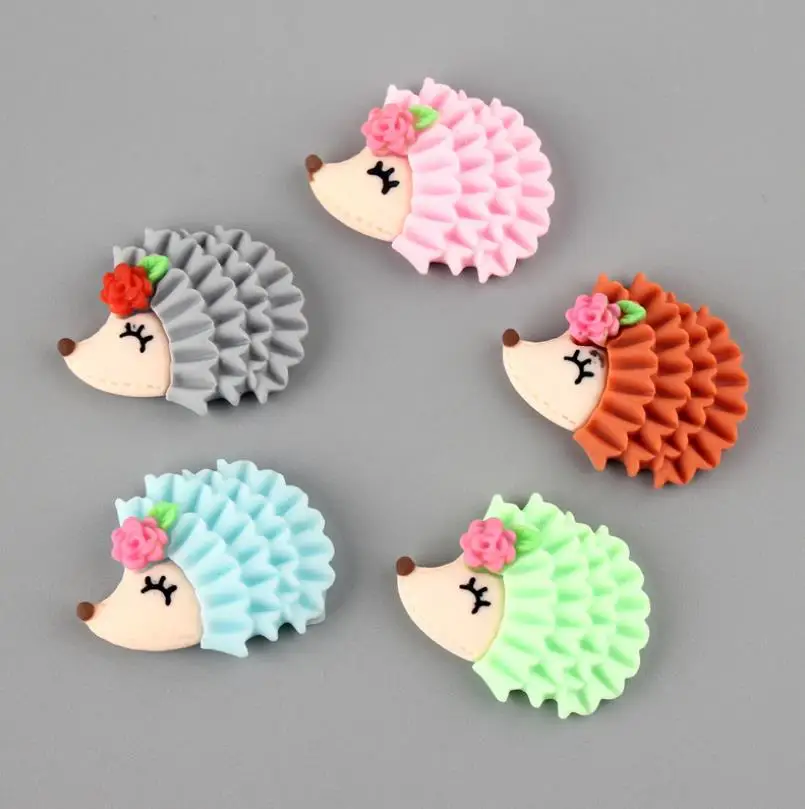 

100pcs Kawaii Flatback Resin Cartoon Hedgehog Cabochons Embellishments Accessories DIY Hair Bows Center