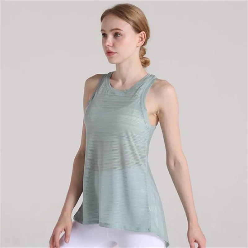 Ins New Quick Dry Mesh Yoga Fitness Blouse Loose Breathable RUNNING VEST Sleeveless T-Shirt Ultrathin Hollowed Cool Summer Top