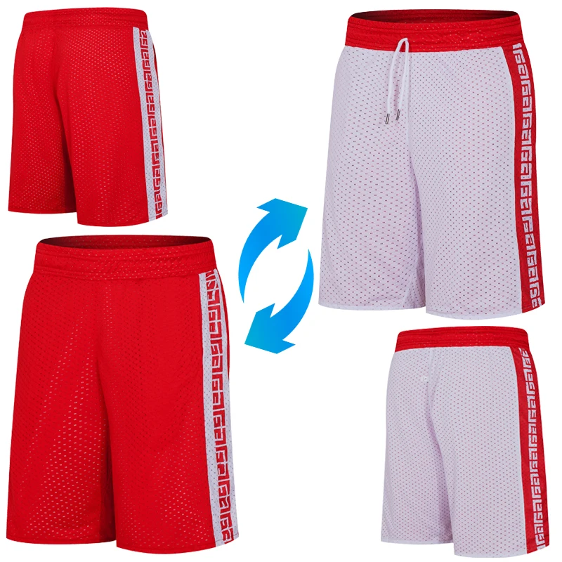 Męskie spodenki treningowe dwustronnie koszykówka krótkie kolano długość luźna siłownia Jogging Fitness pięciopunktowe spodnie 5XL listowe szorty do