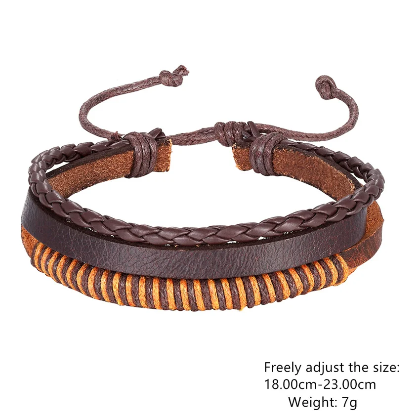 2023 New Fashion Multi-layer Charm Leather Bracelets Popular Handmade Bangle DIY Handmade men Bracelets Bangles Gift Pulseira image 4