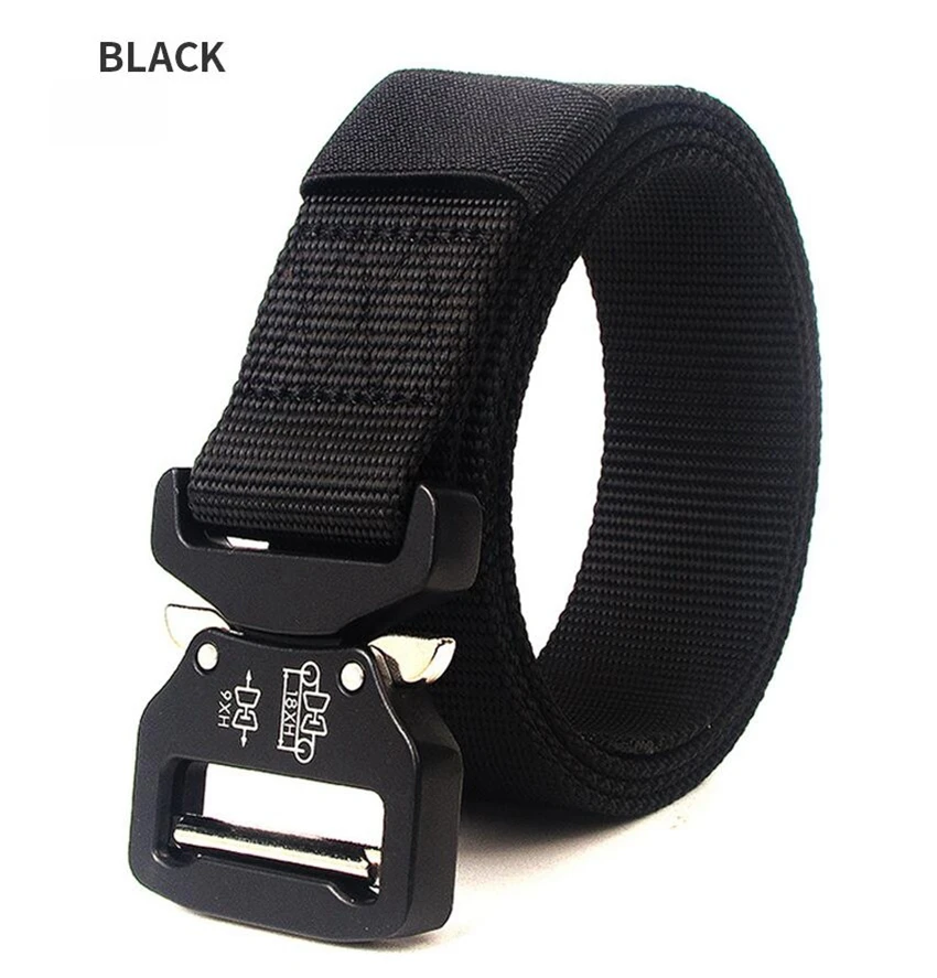 EnvironFor-Ceinture en toile pour homme, boucle à dégagement rapide, nylon noir, convient aux jeans