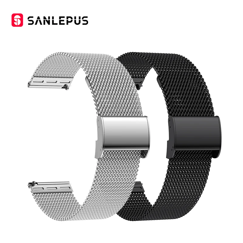 SANLEPUS Quick Change Universal Mesh Stainless Steel Watch Band Sport Smart Watch Strap Smartwatch Band (22 mm)