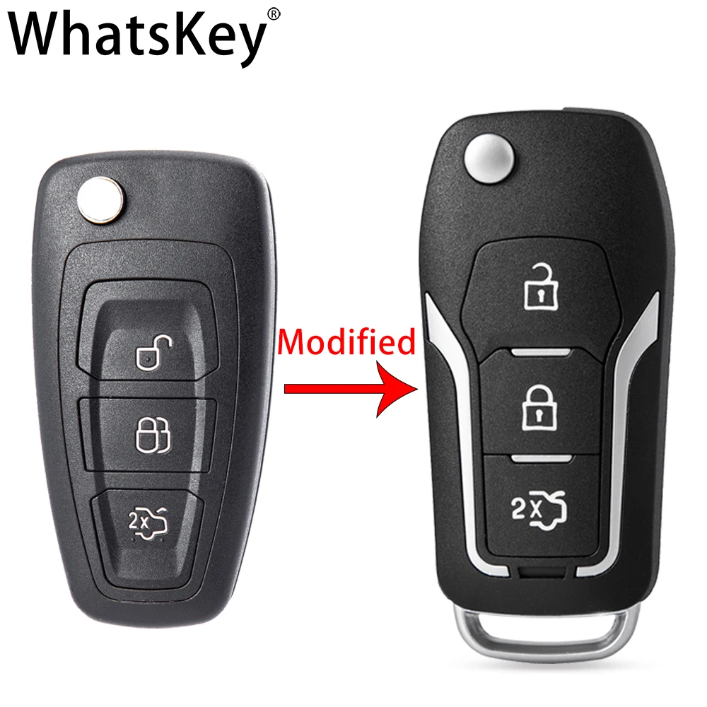 

WhatsKey new Replacement Modified Flip Remote Car Key Shell For Ford Focus mondeo 3 Fiesta C Max S Max Galaxy HU101 Smart Key