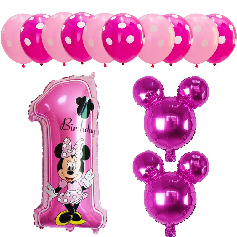 Disney Mickey Mouse balloon Theme Children's 1st Birthday Cake Number Balloon Set Minnie Mickey Birthday Party Decor Supplies