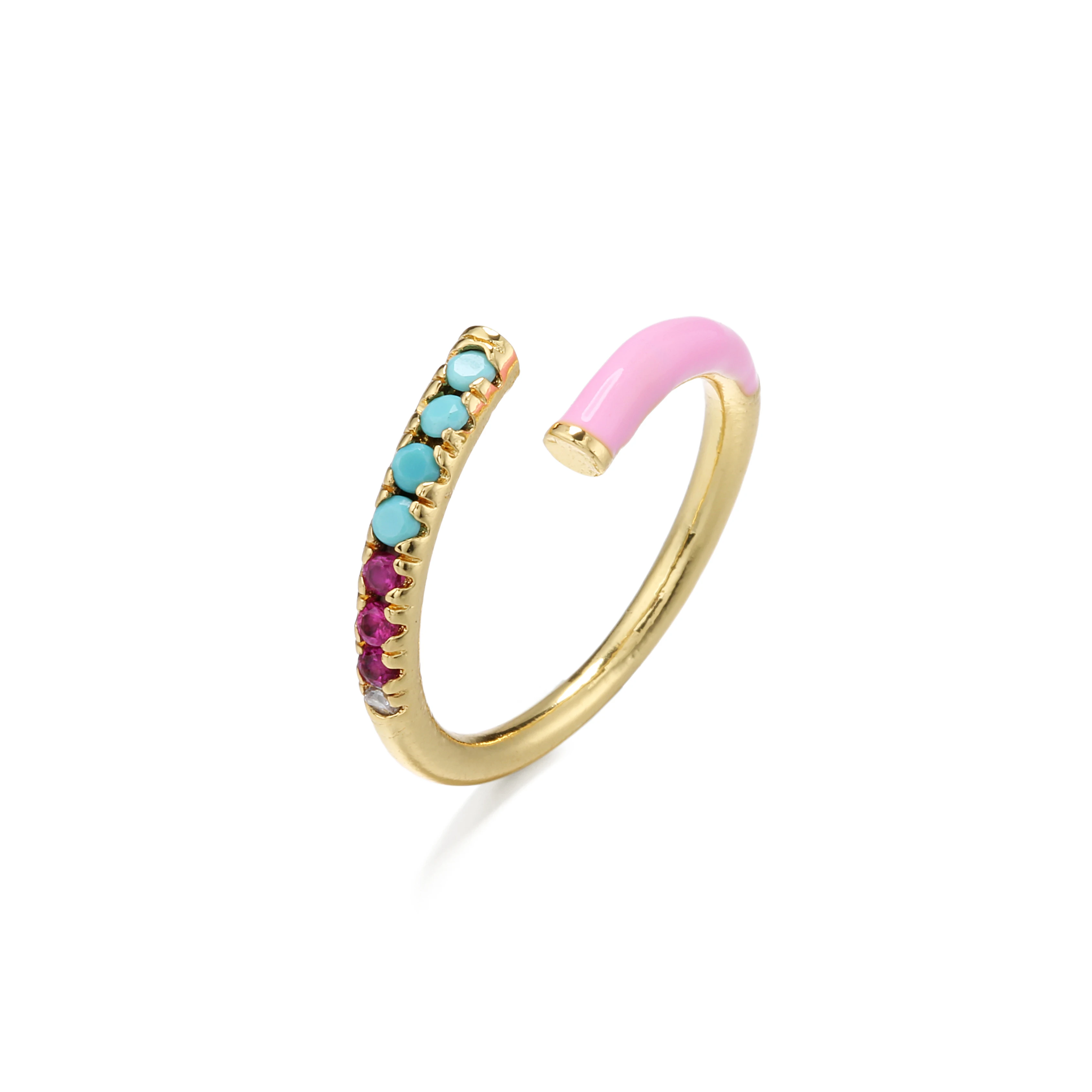 HECHENG ,colorful CZ, neon ring ,wholesale ,for women, jewelry accessries, adjusted Open finger ring