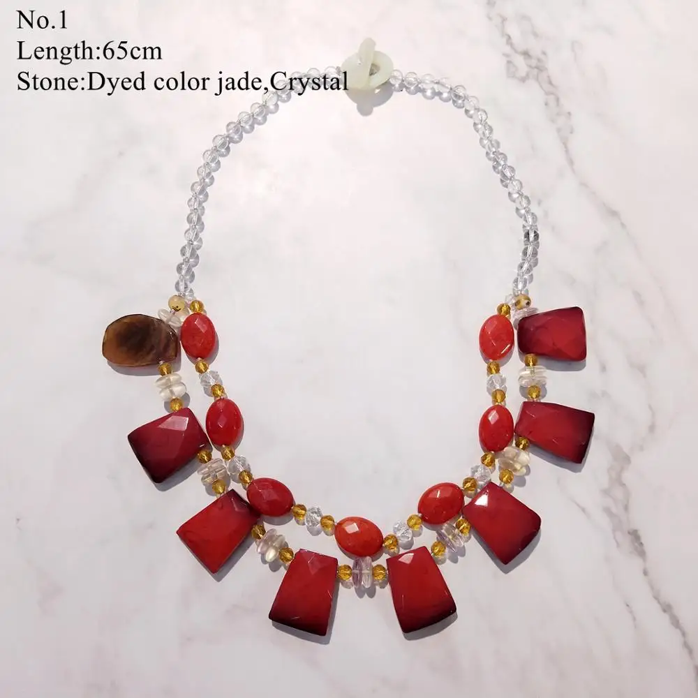 LiiJi Stocksale Necklace Red Jades Crystal Shell Onyx Sandstone Statement Necklace Only 1PCS each stock Jewelry for Women