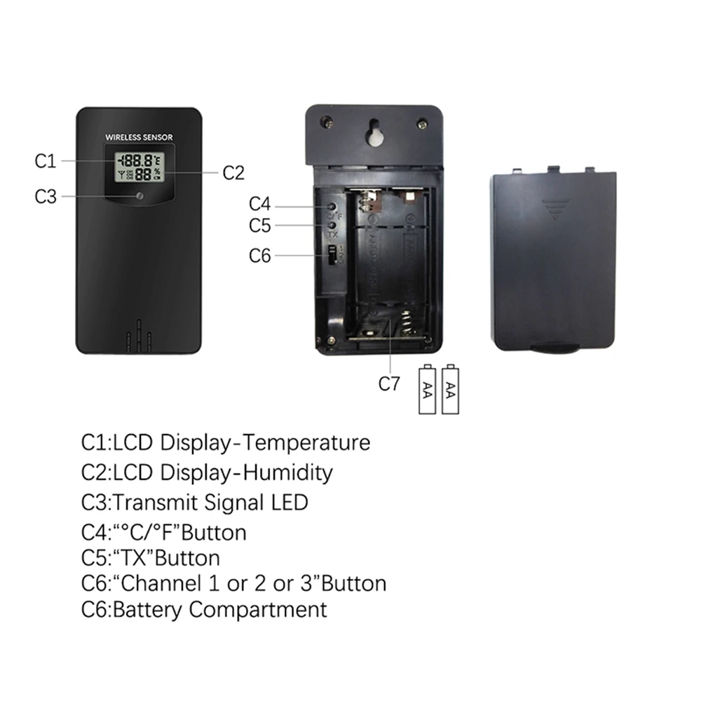 Weather Station Out door Sensor Temperature Humidity Wireless Sensor Accessories Match 3378 3352C 3378A 3374 3551A 3379C 3391