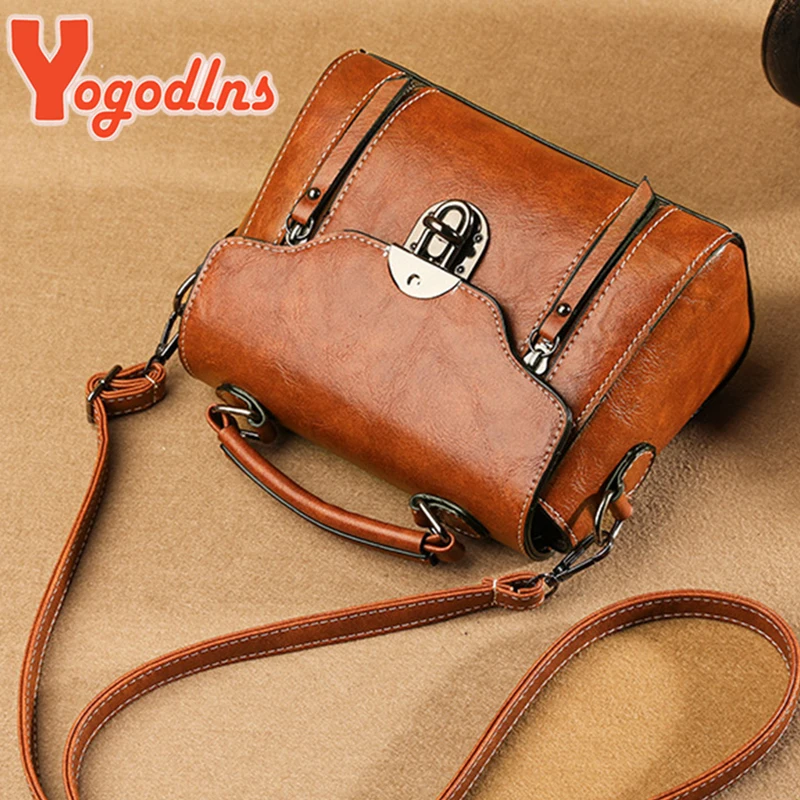 Yogodlns New  Crossbody Bag For Women PU Leather Small Square Bag Fashion Shoulder Bag Vintage Lady Handbag Lock Messenge Bag