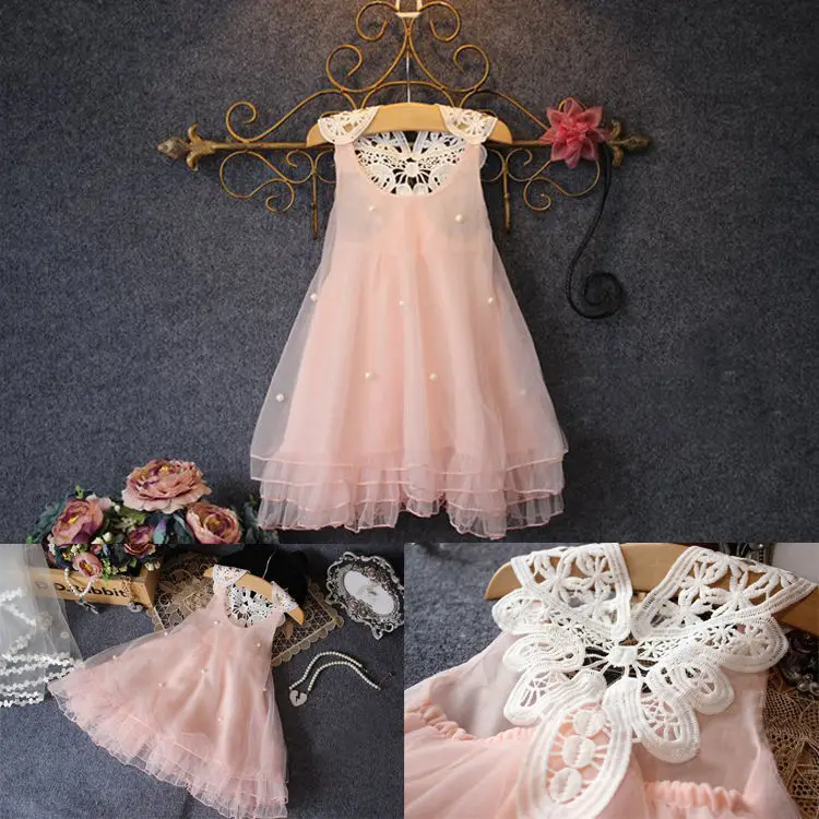 2-14 anni bambini neonata vestito abiti estivi pizzo fiore Tutu abiti da principessa per bambine abiti