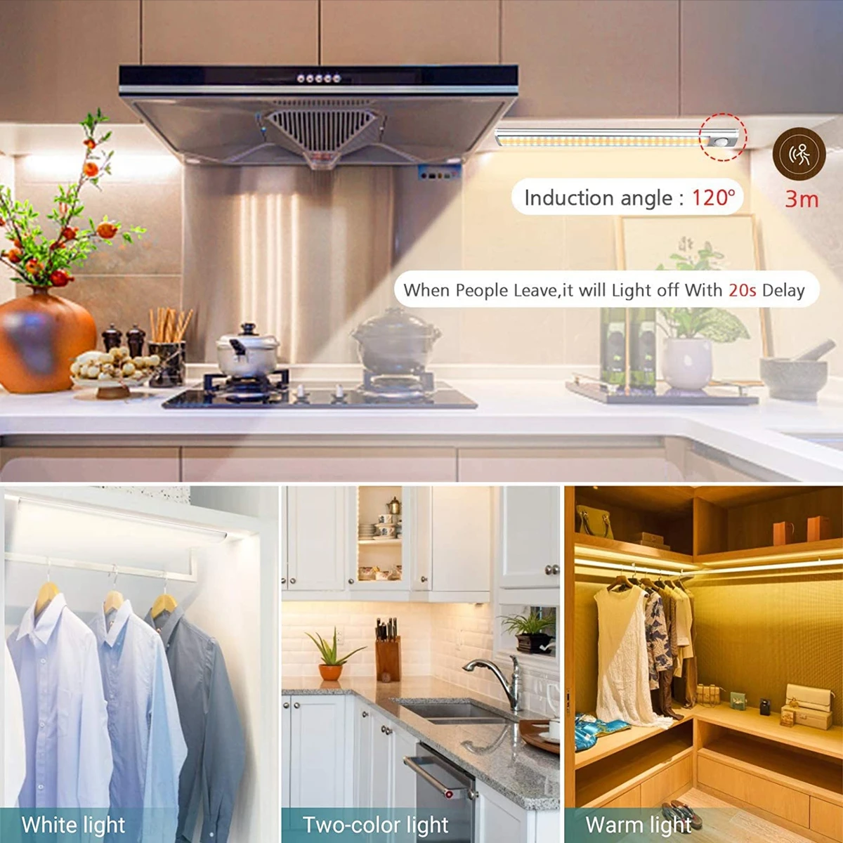 USB Rechargeable LED Closet Light Under PIR Motion Sensor Cabinet Light Magnetic Night Wall Lamp For Kitchen Stairs Wardrobe