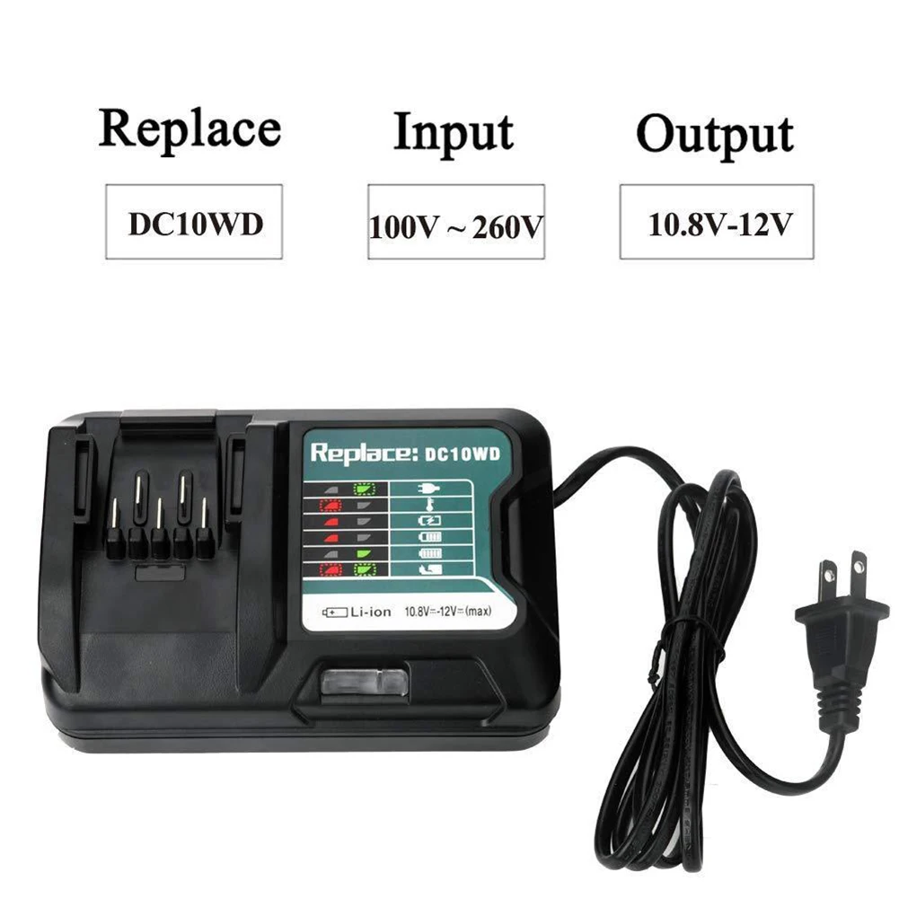 New Charger Replace for Makitas 10.8V 12V DC10WD BL1016 BL1021B BL1041B FD05 US Plug