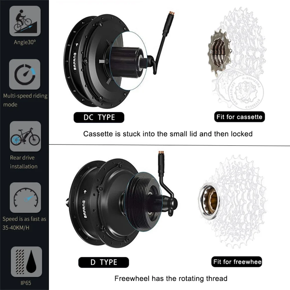 Bafang 48V 500W Hub Motor Electric Bicycle Wheel Kit Front Rear Drive eBike Conversion Kit 26 27.5 28 29 Inch 700C Bike Engine