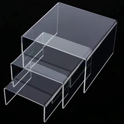 Expositor acrílico claro risers, 1 conjunto de 3 prateleira de vitrine para figuras, buffets, cupcakes e suportes de exibição de jóias-3 