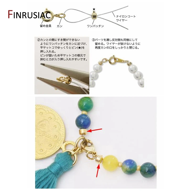 Jewelry Making Supplies 14k Gold Plated Crimp End Beads DIY Bracelet Stopper Beads Closures For Jewelry End Clip Buckle Clasps