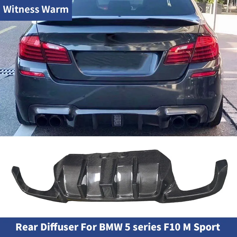 For BMW 5 Series F10 520i 525i 530i M-tech Carbon Fiber FRP Rear Diffuser Bumper Spoiler Rear Lip with Led Light