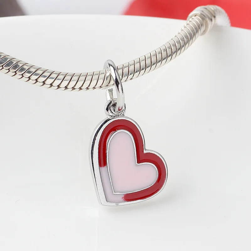 New Red Heart Angel Pendant Fits Original Pandora Charm Bracelet Necklace DIY Lady Jewelry Gifts