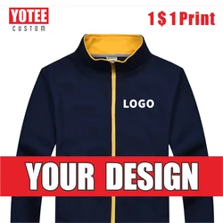 YOTEE herfst en winter casual hoogwaardige stand-up kraag rits jas groep custom LOGO custom mannen en vrouwen jas