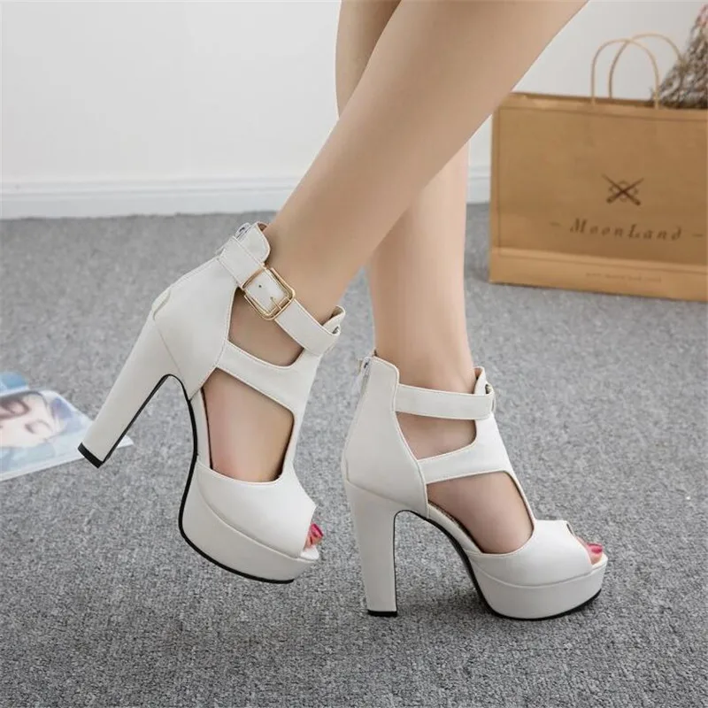 Girls' Shoes Summer Hollow Ankle Boots for Women Platforms Peep Toe Sandals Ladies High Heels Women Party Wedding Shoes 34-43