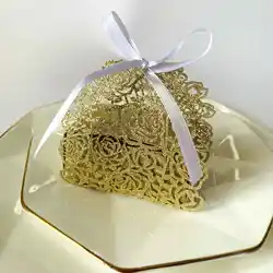 10/50/100X Rose Flower Laser Cut Butterfly Silver Gold Gift Bags DIY Candy Boxes With Ribbon Baby Shower Wedding Favors Party