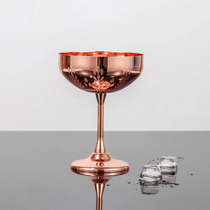 304 Stainless Steel 270ml Martini Cocktail Glass Goblet Creative Personality Metal Glass Wheat Ear Glass Champagne Glass