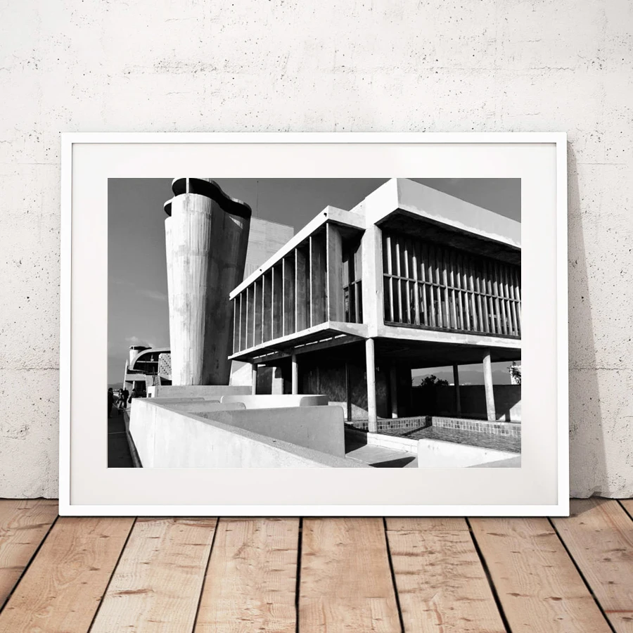 Architectural Photo Le Corbusier Canvas Print French Architecture Marseille Provence Black White Painting Poster Office Decor