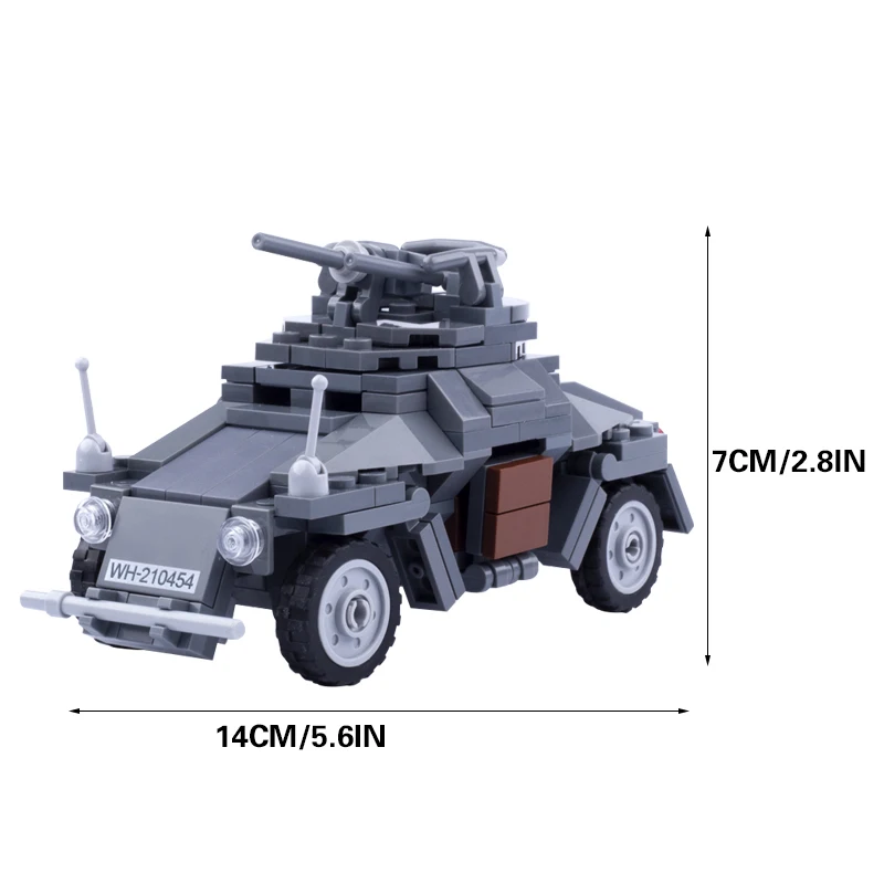 WW2 Building Blocks Car Military Off-road Vehicle German Sd Kfz 222 Armored Car MOC Compatible Solider Figures Gifts For Kids