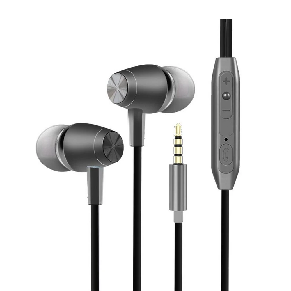 3.5mm In Ear Earphone For Mobile Phone Metal Bass Wire Control Earphones With Microphone For PC Notebook Ear Phone Headset