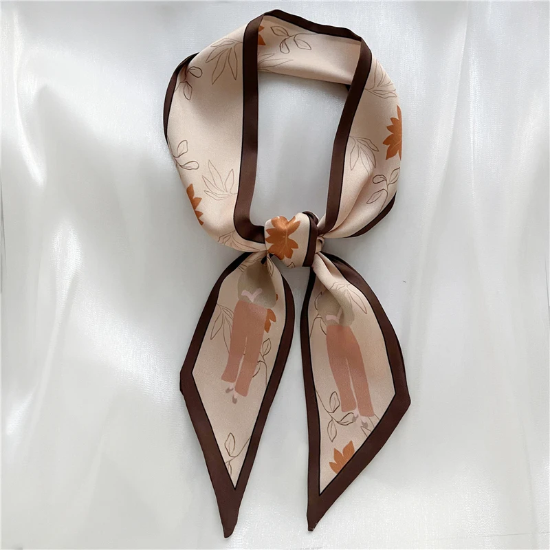 Luna&Dolphin Women Skinny Scarf 98x6cm Illustration Girls Western Assembly Shirt Long Streamer Ribbon Neckerchief Headbands