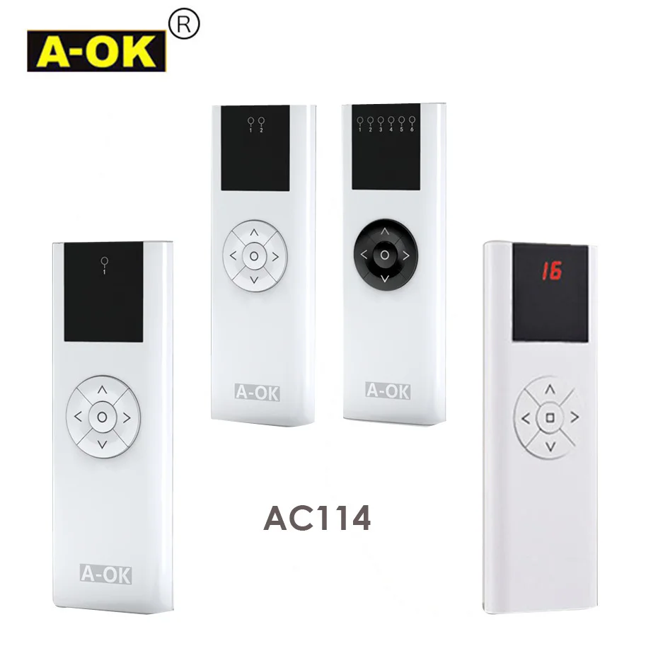 Télécommande A-OK AC114-1/2/6/16 canaux, émetteur sans fil RF433, pour A-OK moteur de rideau RF433/moteur tubulaire, accessoires