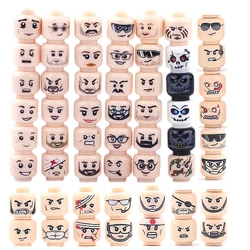 Military Figures Heads Accessories Army Soldiers Face Building Blocks WW2 SWAT Weapon Printed DIY Parts Compatible Kids Toys