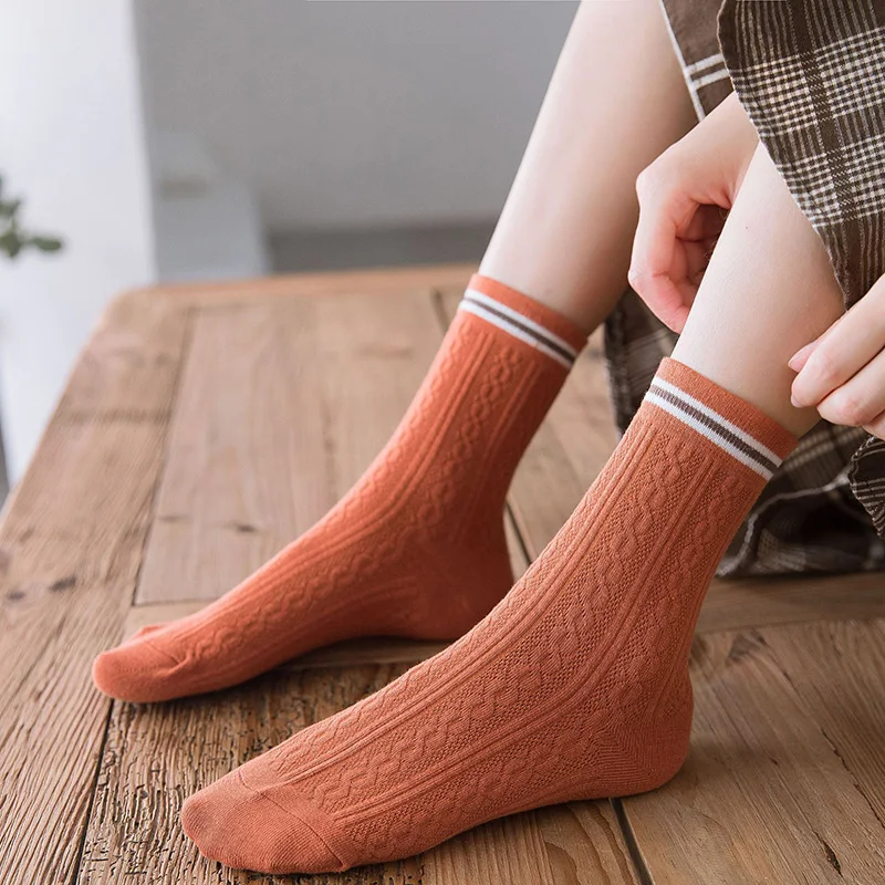 5Pairs/Lot New Women's Socks ZTOET Brand Female Autumn Winter Tube Socks Solid Color Cotton High Quality Warm Ladies Socks